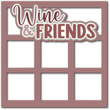 Wine & Friends - 6 Squares Frames - Scrapbook Page Layered Overlay Kit