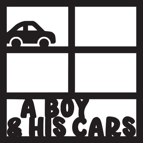 A Boy and His Car - 4 Frames - Scrapbook Page Overlay