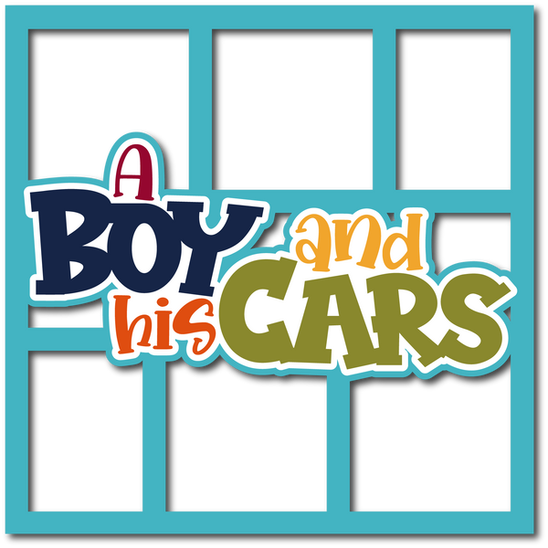A Boy and His Cars - Scrapbook Page Layered Overlay Kit