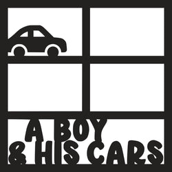 A Boy & His Cars - 4 Frames - Scrapbook Page Overlay Die Cut - Choose a Color