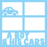A Boy & His Cars - 4 Frames - Scrapbook Page Overlay Die Cut - Choose a Color