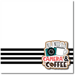 All I Need is a Camera and Coffee - Printed Premade Scrapbook Page 12x12 Layout