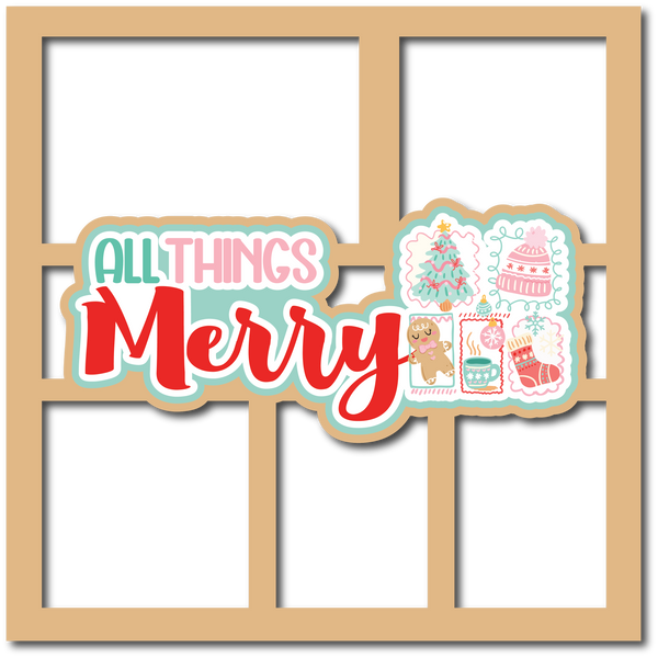 All Things Merry - 5 Frames - Scrapbook Page Layered Overlay Kit