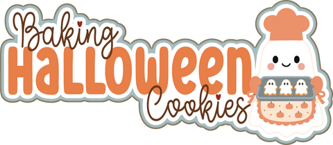 Baking Halloween Cookies - Scrapbook Page Title Die Cut