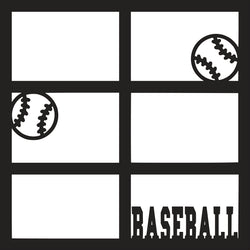 Baseball - 6 Frames - Scrapbook Page Overlay Die Cut - Choose a Color