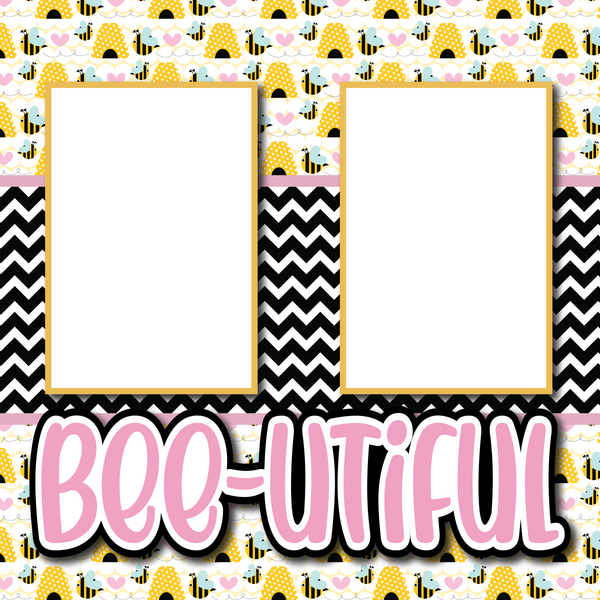 Bee-utiful - Printed Premade Scrapbook Page 12x12 Layout