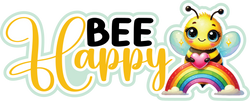 Bee Happy - Scrapbook Page Title Die Cut