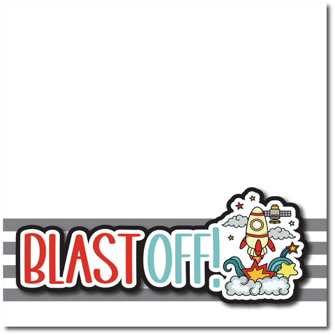 Blast Off! - Printed Premade Scrapbook Page 12x12 Layout