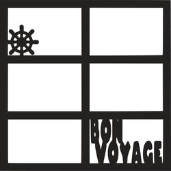 Bon Voyage - 6 Frames - Scrapbook Page Overlay Die Cut - Choose a Color