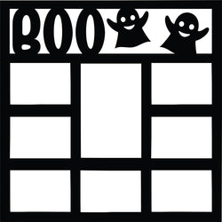 Boo - 8 Frames - Scrapbook Page Overlay Die Cut - Choose a Color