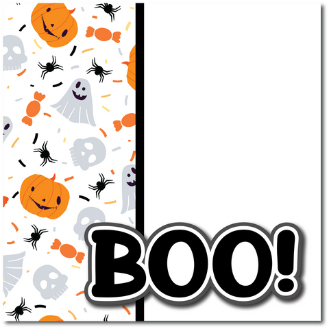 Boo - Printed Premade Scrapbook Page 12x12 Layout