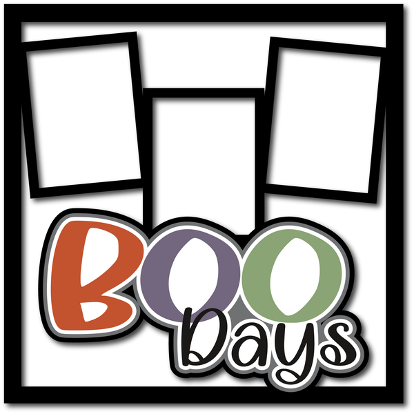 Boo Days - 3 Frames - Scrapbook Page Layered Overlay Kit