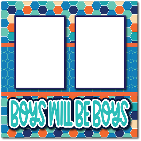 Boys Will Be Boys - Printed Premade Scrapbook Page 12x12 Layout