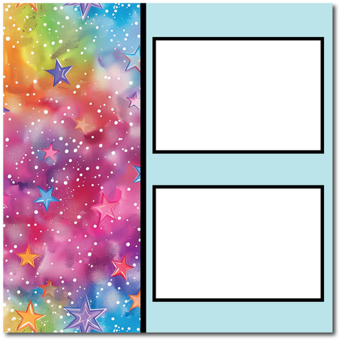 Bright Stars - 2 Frames - Blank Printed Scrapbook Page 12x12 Layout