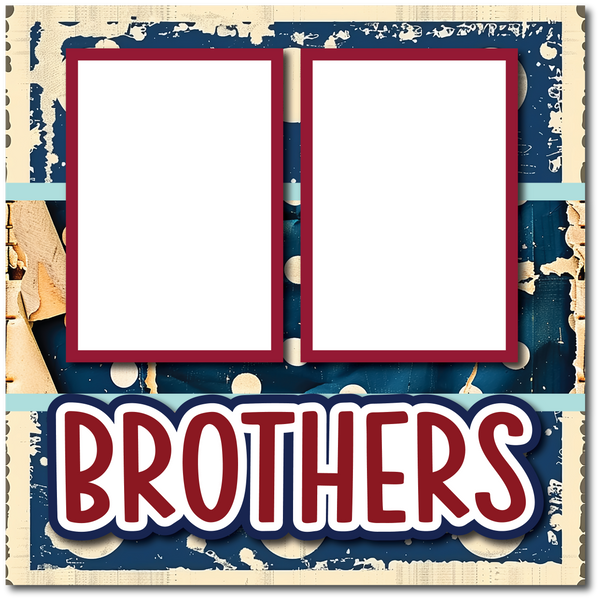 Brothers - Printed Premade Scrapbook Page 12x12 Layout