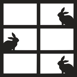 Bunnies - 6 Frames - Scrapbook Page Overlay Die Cut - Choose a Color