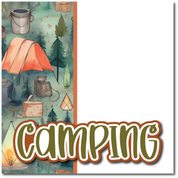 Camping - Printed Premade Scrapbook Page 12x12 Layout