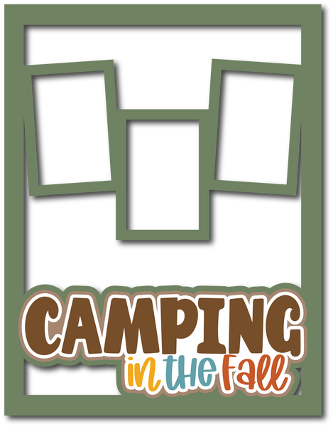 Camping in the Fall - 3 Frames - Scrapbook Page Layered Overlay Kit - 8.5 x 11