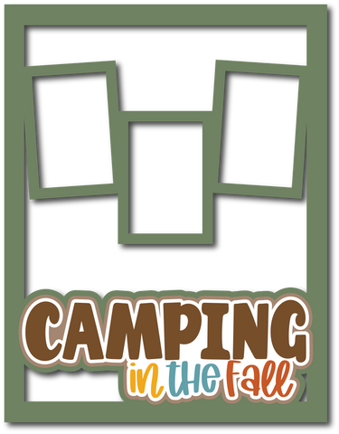 Camping in the Fall - 3 Frames - Scrapbook Page Layered Overlay Kit - 8.5 x 11