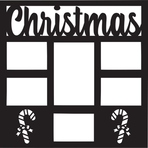 Christmas - 6 Frames - Candy Canes - Scrapbook Page Overlay