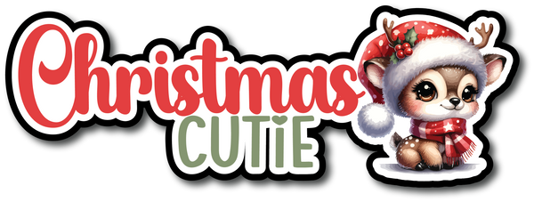 Christmas Cutie - Reindeer - Scrapbook Page Title Sticker