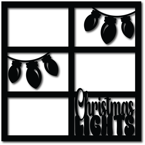 Christmas Lights - 6 Frames - Scrapbook Page Overlay