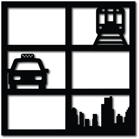 CIty Skyline Cab Subway - 6 Frames Overlay - Scrapbook Overlay - Digital Cut File - SVG - INSTANT DOWNLOAD