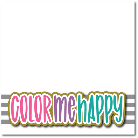 Color Me Happy  - Printed Premade Scrapbook Page 12x12 Layout