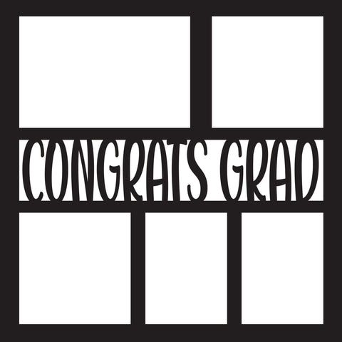 Congrats Grad - 5 Frames - Scrapbook Page Overlay Die Cut