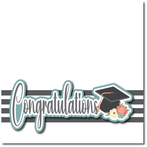 Congratulations - Printed Premade Scrapbook Page 12x12 Layout