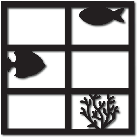 Fish - Coral - 6 Frames - Scrapbook Page Overlay