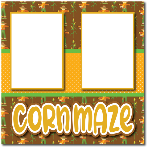 Corn Maze - Printed Premade Scrapbook Page 12x12 Layout