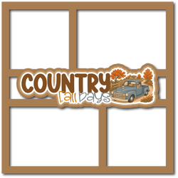 Country Fall Days - 4 Frames - Scrapbook Page Layered Overlay Kit