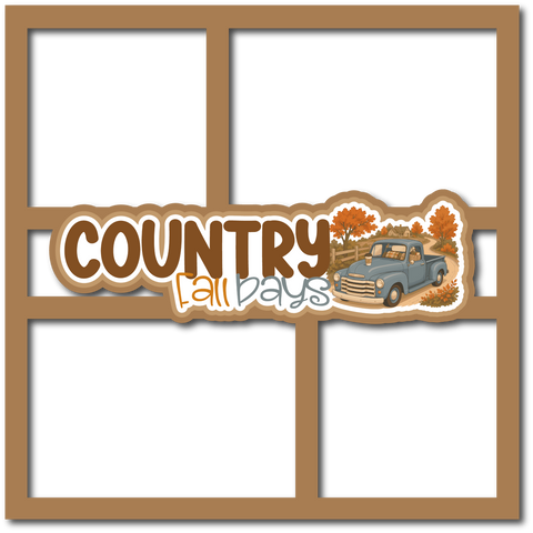 Country Fall Days - 4 Frames - Scrapbook Page Layered Overlay Kit
