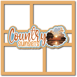Country Sunsets - 4 Frames - Scrapbook Page Layered Overlay Kit