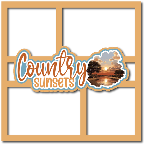 Country Sunsets - 4 Frames - Scrapbook Page Layered Overlay Kit