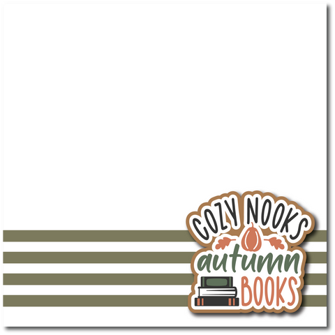 Cozy Nook & Autumn Books - Printed Premade Scrapbook Page 12x12 Layout