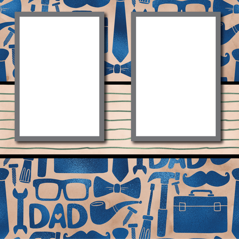 Dad - Tools - 2 Frames - Blank Printed Scrapbook Page 12x12 Layout