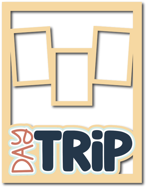 Day Trip - 3 Frames - Scrapbook Page Layered Overlay Kit - 8.5 x 11
