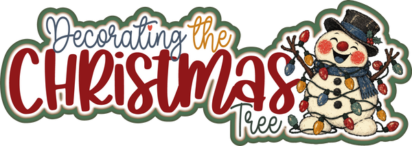 Decorating the Christmas Tree - Scrapbook Page Title Sticker