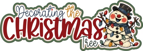 Decorating the Christmas Tree - Scrapbook Page Title Sticker