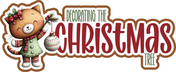 Decorating the Christmas Tree - Scrapbook Page Title Sticker