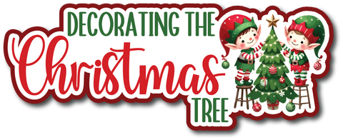 Decorating the Christmas Tree - Scrapbook Page Title Sticker