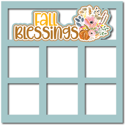 Fall Blessings - 6 Square Frames - Scrapbook Page Layered Overlay Kit