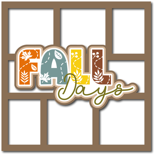 Fall Days - 6 Frames - Scrapbook Page Layered Overlay Kit