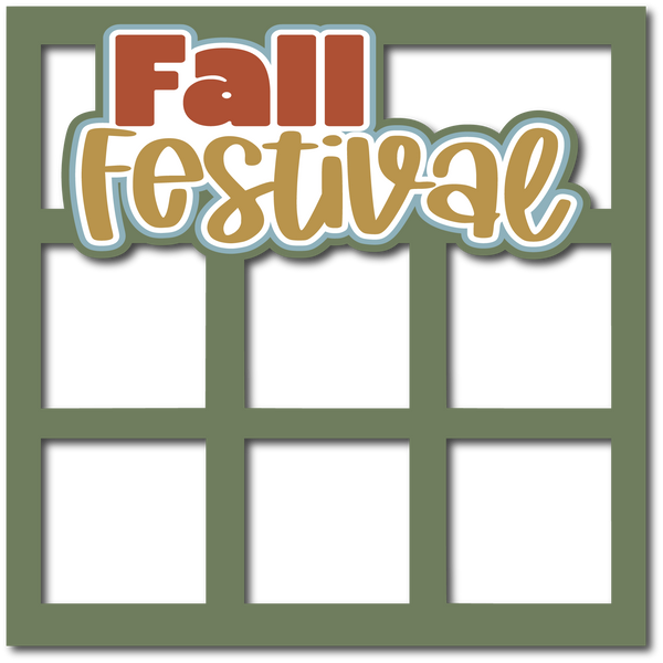 Fall Fesitval - 6 Square Frames - Scrapbook Page Layered Overlay Kit