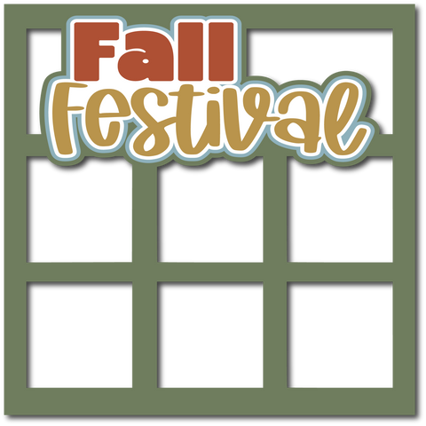 Fall Fesitval - 6 Square Frames - Scrapbook Page Layered Overlay Kit