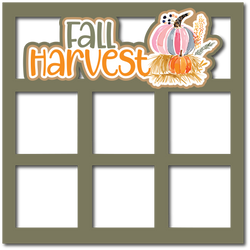 Fall Harvest - 6 Square Frames - Scrapbook Page Layered Overlay Kit