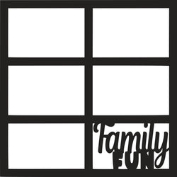 Family - 6 Frames - Scrapbook Page Overlay Die Cut - Choose a Color