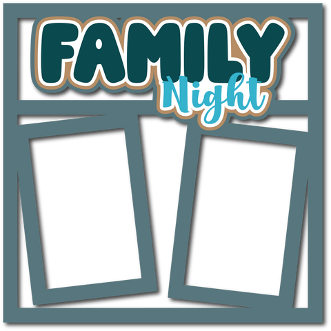 Family Night - 2 Frames - Scrapbook Page Layered Overlay Kit